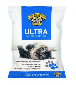 Ein großer Beutel unserer Wahl für das beste Katzenstreu, Dr. Elsey's Ultra.