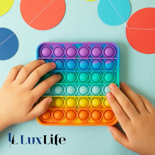 LuxLife Pop It Fidget Toy (Kreis,Viereck, Achteck) | Für Kinder und Erwachsene – Zum Stressabbau oder als Brettspiel